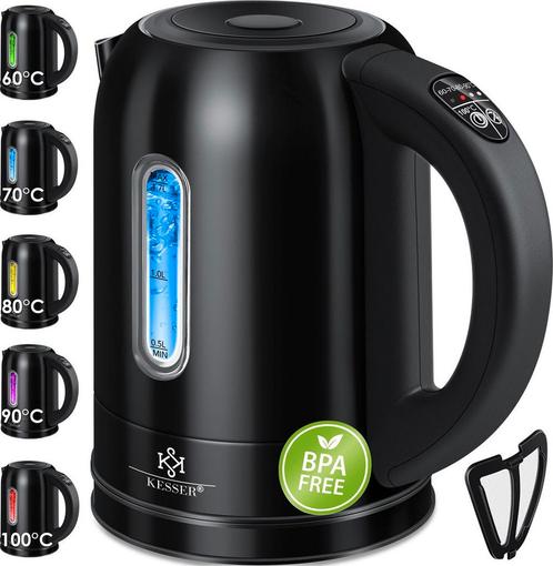 KESSER® RVS Waterkoker - 1,7L - 2200W - Warmhoudfunctie - Zw, Huis en Inrichting, Overige Huis en Inrichting, Nieuw, Verzenden