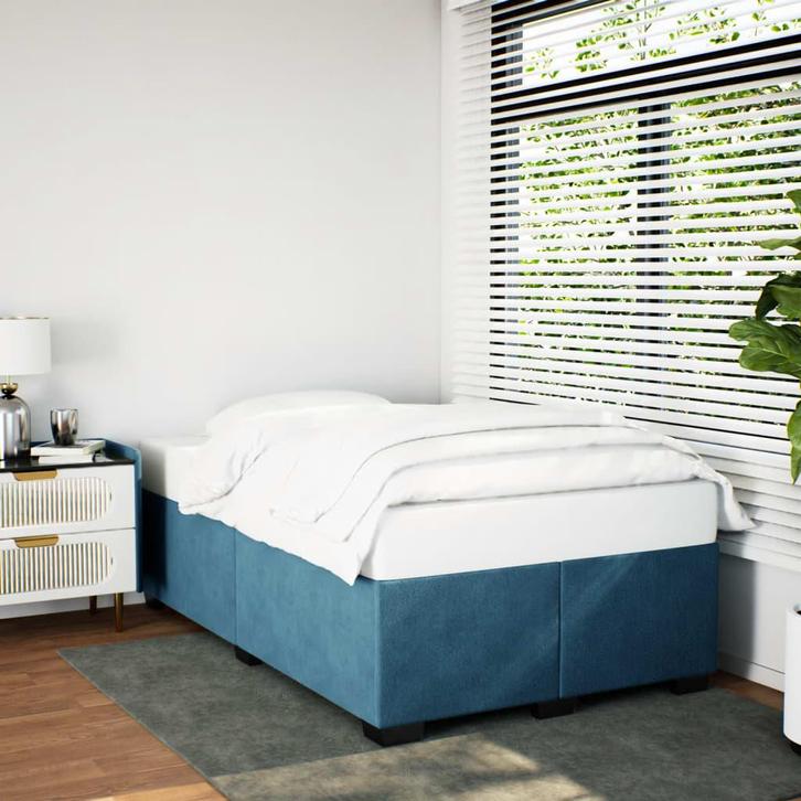 vidaXL Bedframe fluweel blauw 120x200 cm, Huis en Inrichting, Slaapkamer | Bedden, 120 cm, 200 cm, Blauw, Twijfelaar, Nieuw, Stof