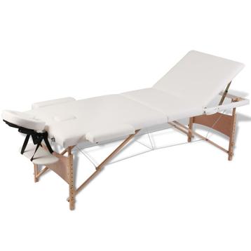 vidaXL Inklapbare massagetafel 3 zones met houten frame