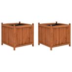 vidaXL Plantenbakken verhoogd 2 st 50x50x50 cm vurenhout, Tuin en Terras, Verzenden, Minder dan 60 cm, Nieuw, Hout