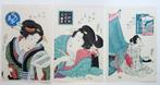 Set of 3 vintage woodblock print - Keisai Eisen - Japan