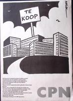 Vintage politieke poster CPN over grote leegstand (Posters), Verzenden, Nieuw, Overige onderwerpen, Met lijst