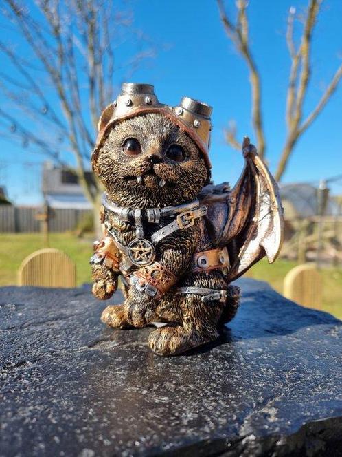 Beeld, Steampunk Cat - 16 cm - Hars, Antiek en Kunst, Kunst | Designobjecten