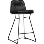 Leren barkruk Candy laag - Toledo Nero (zwart), Huis en Inrichting, Barkrukken, 60 tot 90 cm, Nieuw, Leer, Ophalen of Verzenden