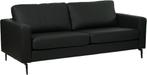 Zwarte leren moderne 3-zitsbank - Toledo Leer Nero (zwart le, Ophalen of Verzenden, Rechte bank, Modern, 200 tot 250 cm