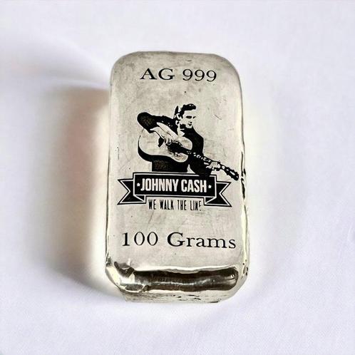 100 gram - Zilver .999 - -No Reserve- Johnny Cash (Zonder, Postzegels en Munten, Edelmetalen en Baren