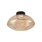 Design plafondlamp zwart met amber glas - Gemma, Huis en Inrichting, Lampen | Plafondlampen, Nieuw, Glas, Design