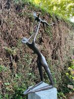Brons Moderne Sculptuur - Moeder met kind - 46x24x95cm - 9Kg, Nieuw, Mensenbeeld, Metaal, Verzenden