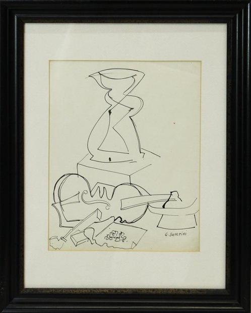 Gino Severini (1883-1966) - Natura morta con violino, Antiek en Kunst, Kunst | Schilderijen | Modern