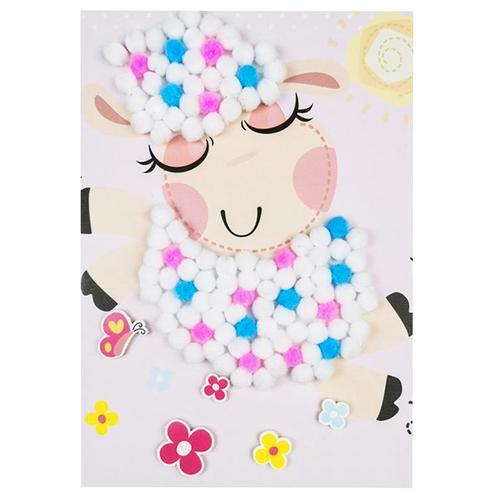 Knutselset Kind 3+ - Schaap Cartoon - Pompoms Vorm Plakken -, Hobby en Vrije tijd, Knutselen, Nieuw, Ophalen of Verzenden