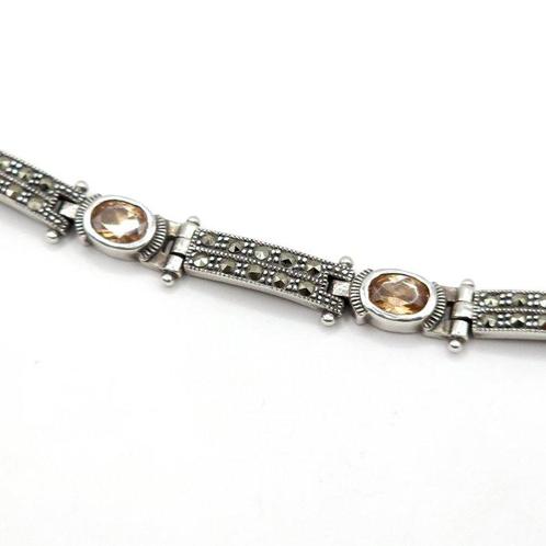 Zilver, 925 Sterling Zilveren Citrien & Marcasiet - Armband, Antiek en Kunst, Kunst | Designobjecten