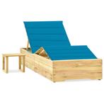 vidaXL Ligbed met tafeltje en kussen geïmpregneerd, Tuin en Terras, Verzenden, Nieuw