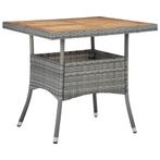 vidaXL Tuintafel poly rattan en massief acaciahout grijs, Tuin en Terras, Tuintafels, Verzenden, Nieuw, Hout