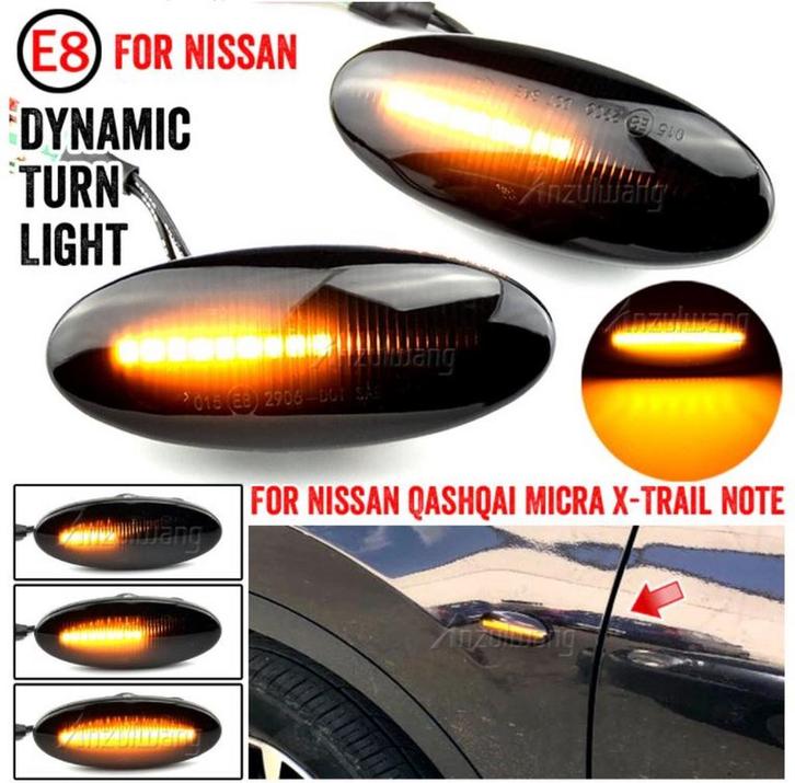 Dynamisch knipperlicht ZWART voor Nissan Tiida C11 Note E11, Auto-onderdelen, Verlichting