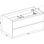 Wiesbaden Marmaris Onderkast Met 2 Laden 1 Uitsparing -, Huis en Inrichting, Badkamer | Badkamermeubels, Ophalen of Verzenden