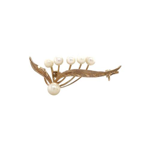 Gouden vintage broche met parel 14 krt, Sieraden, Tassen en Uiterlijk, Broches, Nieuw, Ophalen of Verzenden