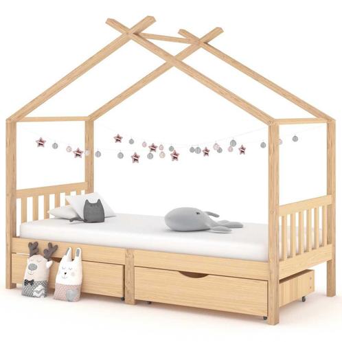 vidaXL Kinderbedframe met lades massief grenenhout 90x200 cm, Kinderen en Baby's, Kinderkamer | Bedden, Nieuw, Verzenden