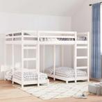 vidaXL Drie-hoog Bunk Bed Frame Wit 140 x 200 cm Massief, Verzenden, Nieuw, Wit, Hout