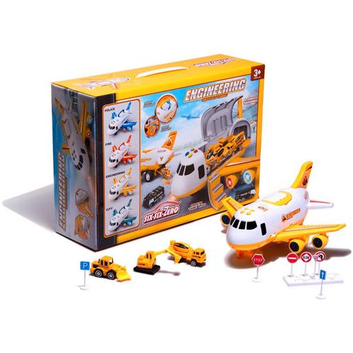 Speelgoed vliegtuig met licht en geluid + 3 bouw auto, Kinderen en Baby's, Speelgoed | Actiefiguren, Ophalen of Verzenden