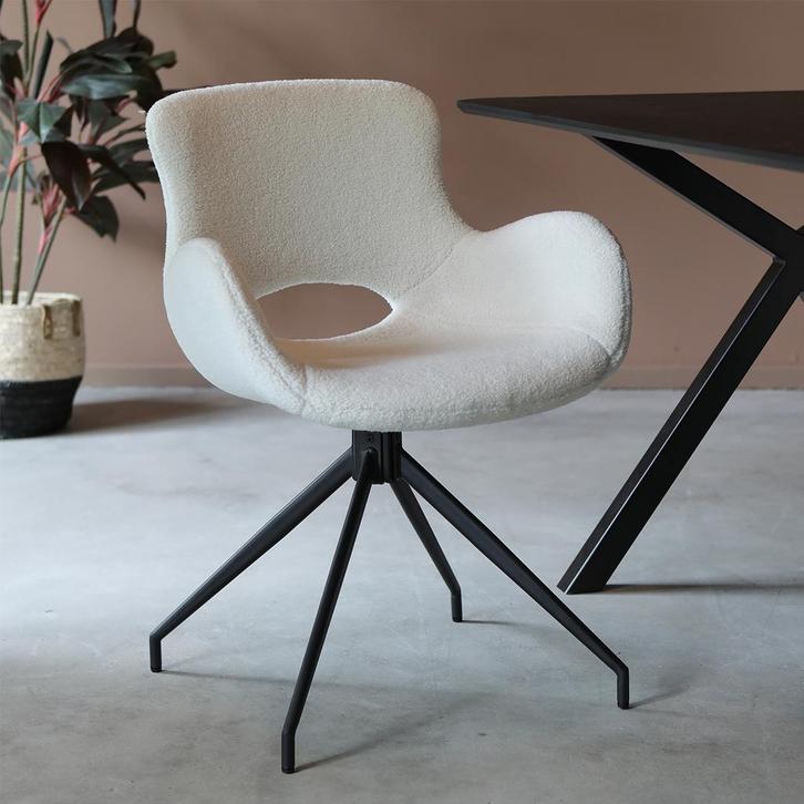 *WOONWINKEL* Tower Living Campo Eetkamerstoel Teddy Wit Draa, Huis en Inrichting, Stoelen, Wit, Nieuw, Verzenden