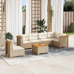 vidaXL 7-delige Loungeset met kussens poly rattan beige, Verzenden, Nieuw, Rotan, Loungeset