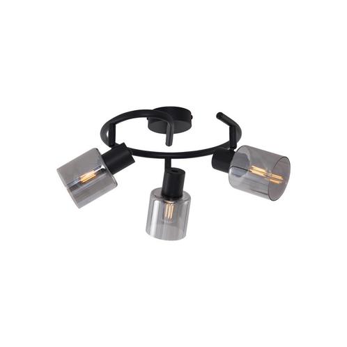 Moderne plafondlamp zwart met smoke glas wokkel 3-lichts -, Huis en Inrichting, Lampen | Spots, Nieuw