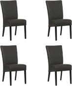 Set van 4 Donkerbruine leren landelijke eetkamerstoelen - To, Overige kleuren, Nieuw, Leer, Ophalen of Verzenden