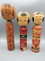 3x traditionele Japanse Kokeshi-poppen - Hout - Japan -, Antiek en Kunst