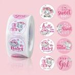 500 stickers baby girl - olifantje op rol (sluitstickers &, Ophalen of Verzenden, Nieuw