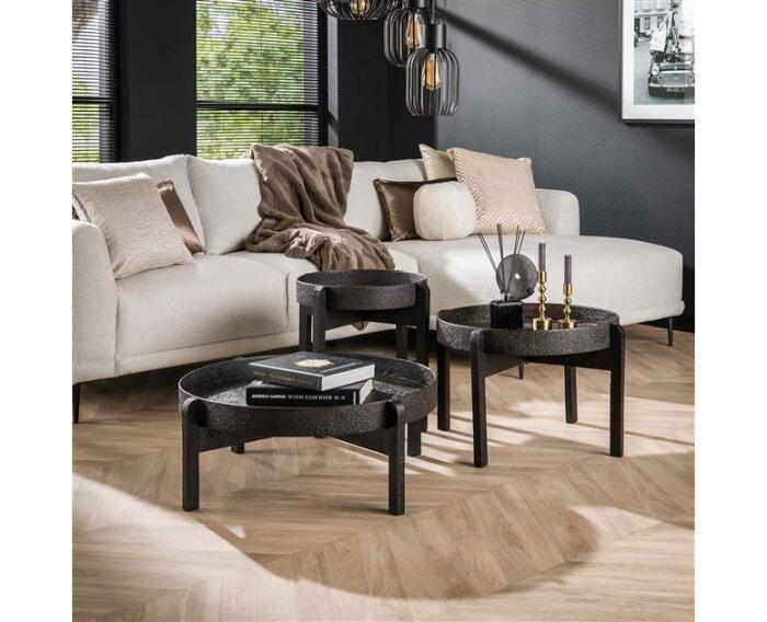 Salontafel Vancouver set van 3 metallic  - Grijs |, Huis en Inrichting, Tafels | Salontafels, Nieuw, Ophalen of Verzenden