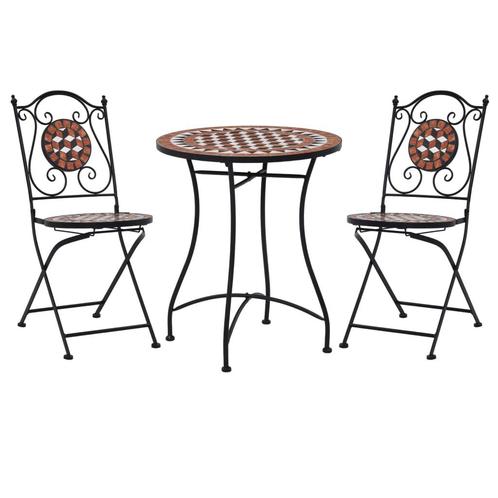 vidaXL 3-delige Bistroset mozaïek keramische tegel, Tuin en Terras, Tuinsets en Loungesets, Nieuw, 3 zitplaatsen, Overige materialen