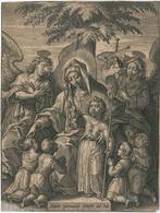 Hieronymus Wierix (1553-1619) - Madonna con il Bambino tra, Antiek en Kunst