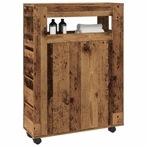 vidaXL Badkamerkast smal met wielen bewerkt hout oud, Huis en Inrichting, Kasten | Overige, Nieuw, Verzenden