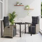 vidaXL Tuin eettafelset met kussen 3 pcs Grijs poly rattan, Tuin en Terras, Tuinsets en Loungesets, Verzenden, Nieuw, Rotan