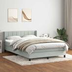 vidaXL Boxspring met matras fluweel lichtgrijs 140x220 cm, Verzenden, Nieuw, Grijs, Stof