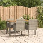 vidaXL 5-delige Tuinset met kussens poly rattan grijs, Tuin en Terras, Tuinsets en Loungesets, 4 zitplaatsen, Nieuw, Tuinset, Verzenden