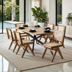 Houten stoel Lizzy met Weens vlechtwerk in boho-stijl - lich, Huis en Inrichting, Stoelen, Verzenden, Nieuw