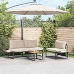 vidaXL Tuin Eetset 3 pcs Taupe Staal, Verzenden, Nieuw, Rvs
