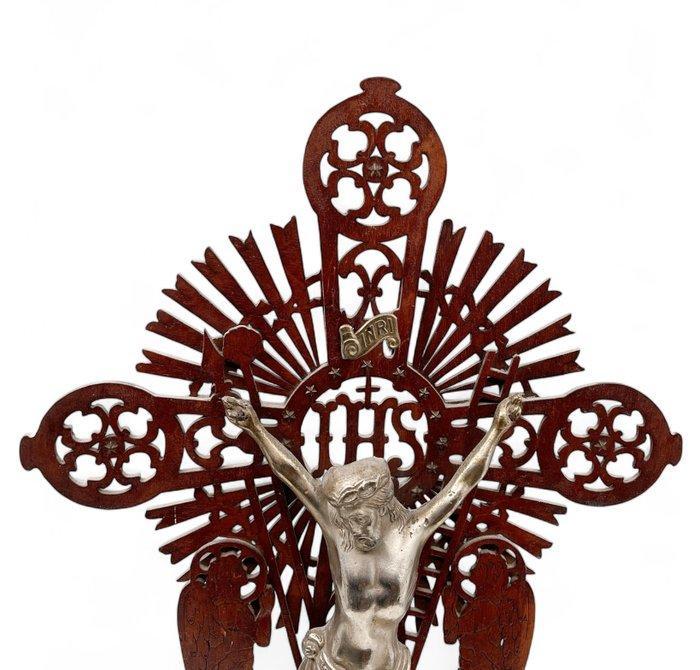 Antiek Crucifix - Hout, Metaal - 1910-1920 - Crucifix, Antiek en Kunst, Antiek | Boeken en Bijbels