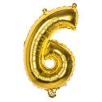 Gouden Cijfer Ballon 6 Jaar 36cm, Verzenden, Nieuw