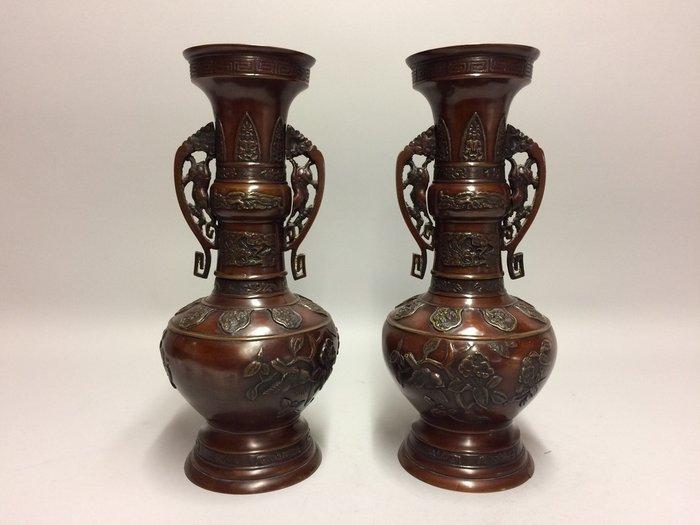 Vaas - Brons - Japan - Meiji periode (1868-1912) (Zonder, Antiek en Kunst, Antiek | Overige Antiek