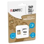 Emtec MicroSDHC 32GB + Adapter CL10 Gold+ UHS-I 85MB/s, Computers en Software, Ophalen of Verzenden, Nieuw