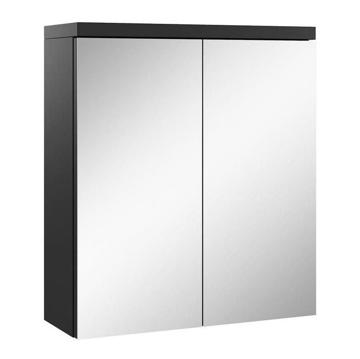 Spiegelkast Toledo 60 x 20 x 60 cm Zwart Badkamerkast, Huis en Inrichting, Badkamer | Badkamermeubels, Nieuw, Spiegelkast, Verzenden