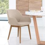 *WOONWINKEL* Kave Home Konna Wood Beige Eetkamerstoel Met Ho, Huis en Inrichting, Stoelen, Nieuw, Stof, Verzenden