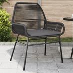 vidaXL Tuinstoelen 2 st met kussens poly rattan zwart, Verzenden, Nieuw, Rotan