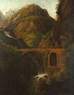 Duitse school (XIX) - Romantische Alpenszene - NO RESERVE, Antiek en Kunst, Kunst | Schilderijen | Klassiek