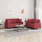 vidaXL 2-delige Loungeset met kussens kunstleer wijnrood, Huis en Inrichting, Banken | Bankstellen, Verzenden, 150 tot 200 cm