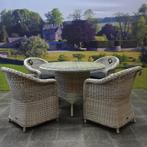 Chester Riccione dining tuinset 110cm rond 5-delig wit, Tuin en Terras, Tuinsets en Loungesets, Ophalen of Verzenden, Nieuw, Wicker