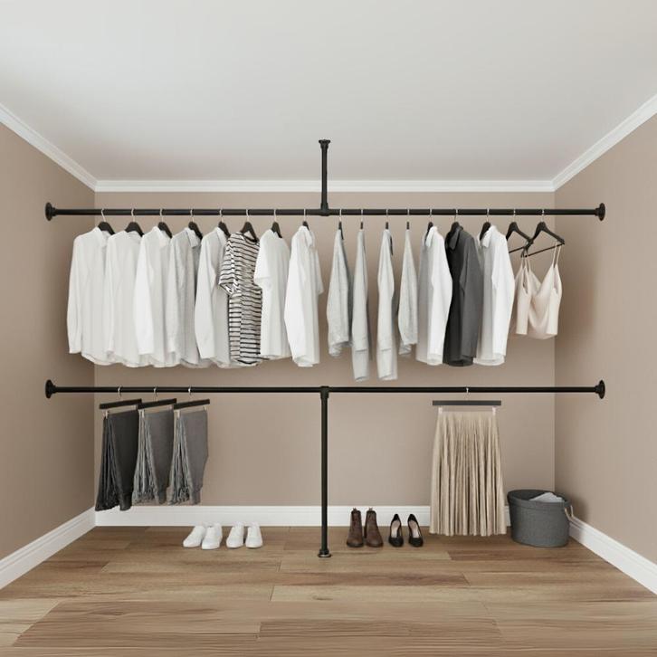 Industrieel Kledingrek Rouen| Zwart 33.7 mm | Vloer/Wand | D, Kleding | Dames, Kledingrekken, Ophalen of Verzenden
