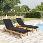 vidaXL 3-delige Loungeset poly rattan en massief acaciahout, Tuin en Terras, Ligbedden, Verzenden, Nieuw